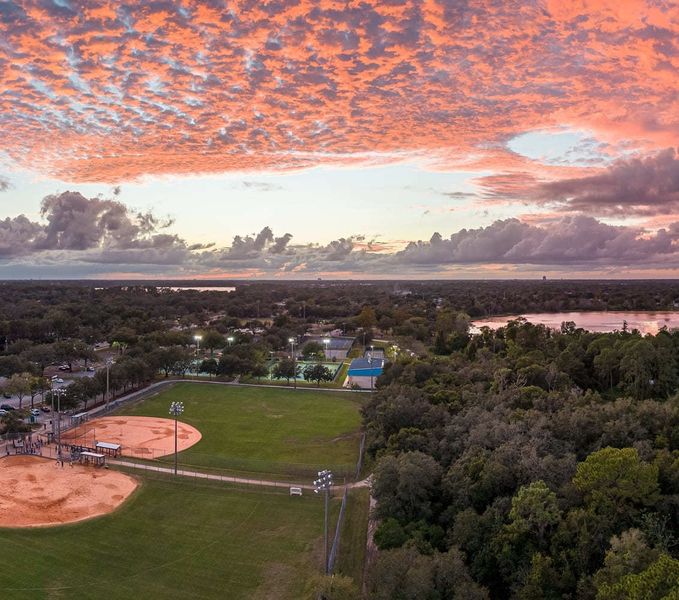 Sunset over Red Bug Lake park in Casselberry, FL