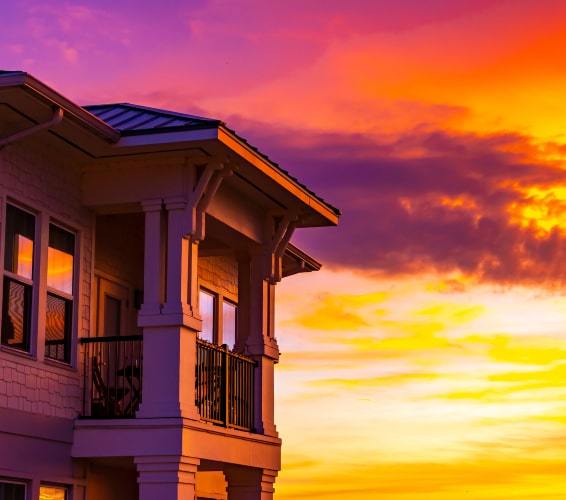 Colorful sunset and condo building, Orlando