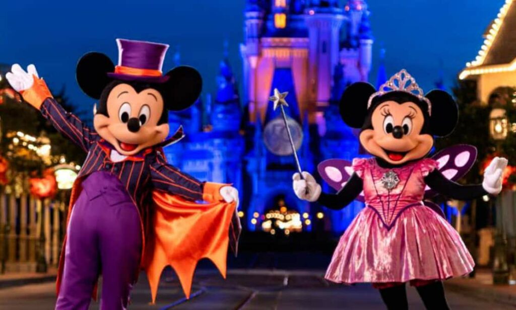 Mickey and Minnie in costumes