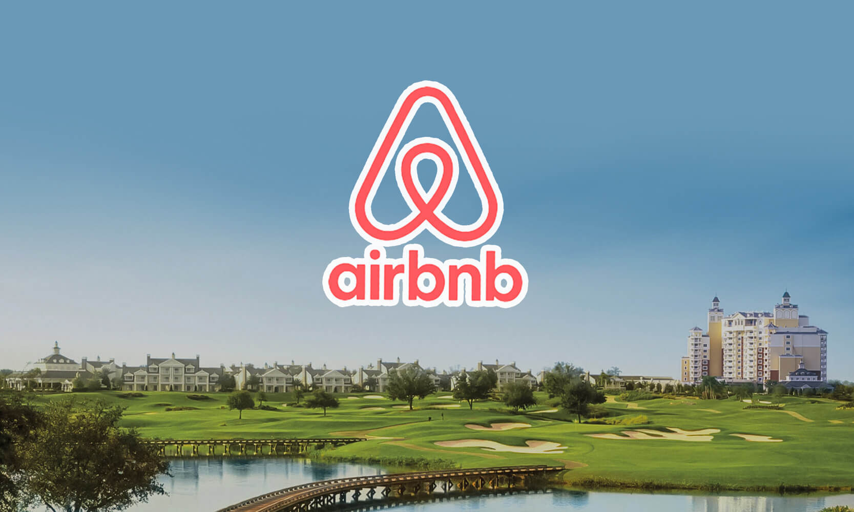 Townhomes and condo complex in Orlando with Airbnb logo