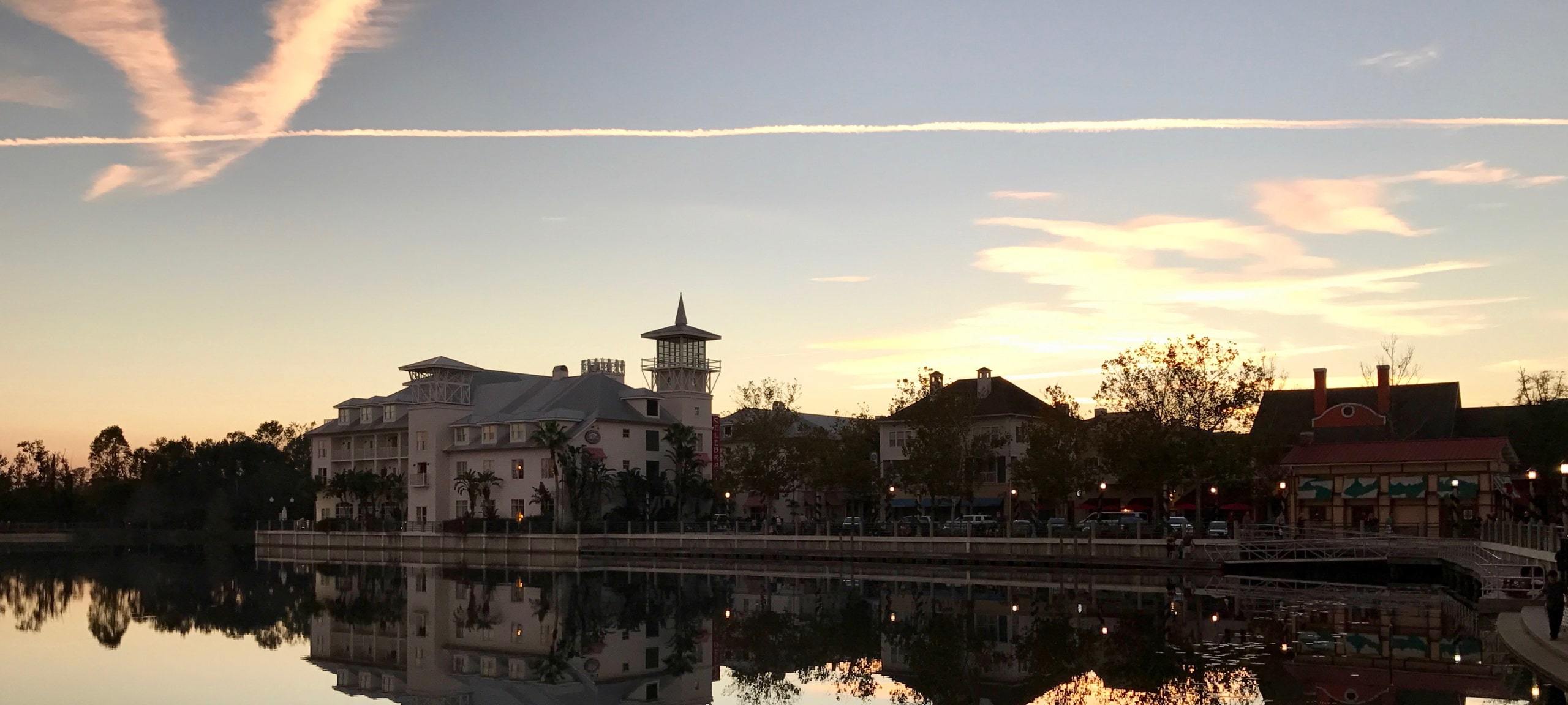 Sunset at Celebration, Orlando waterfront